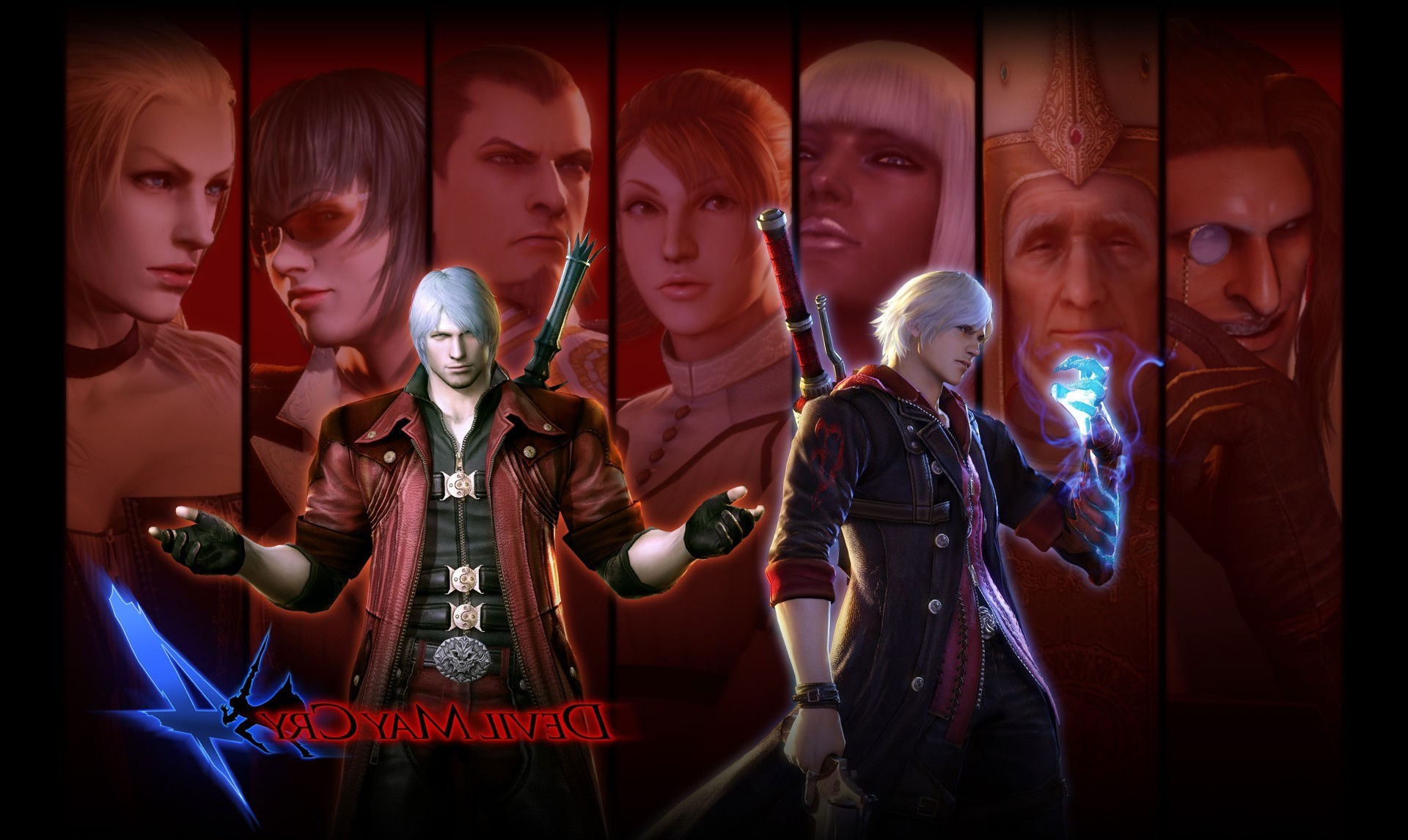 Devil May Cry, Devil May Cry 4, Video Games, Dante, Nero (character), Trish, Lady (Devil May Cry), Sanctus, Credo, Kyrie (character), Agnus, Gloria (Devil May Cry) Wallpaper