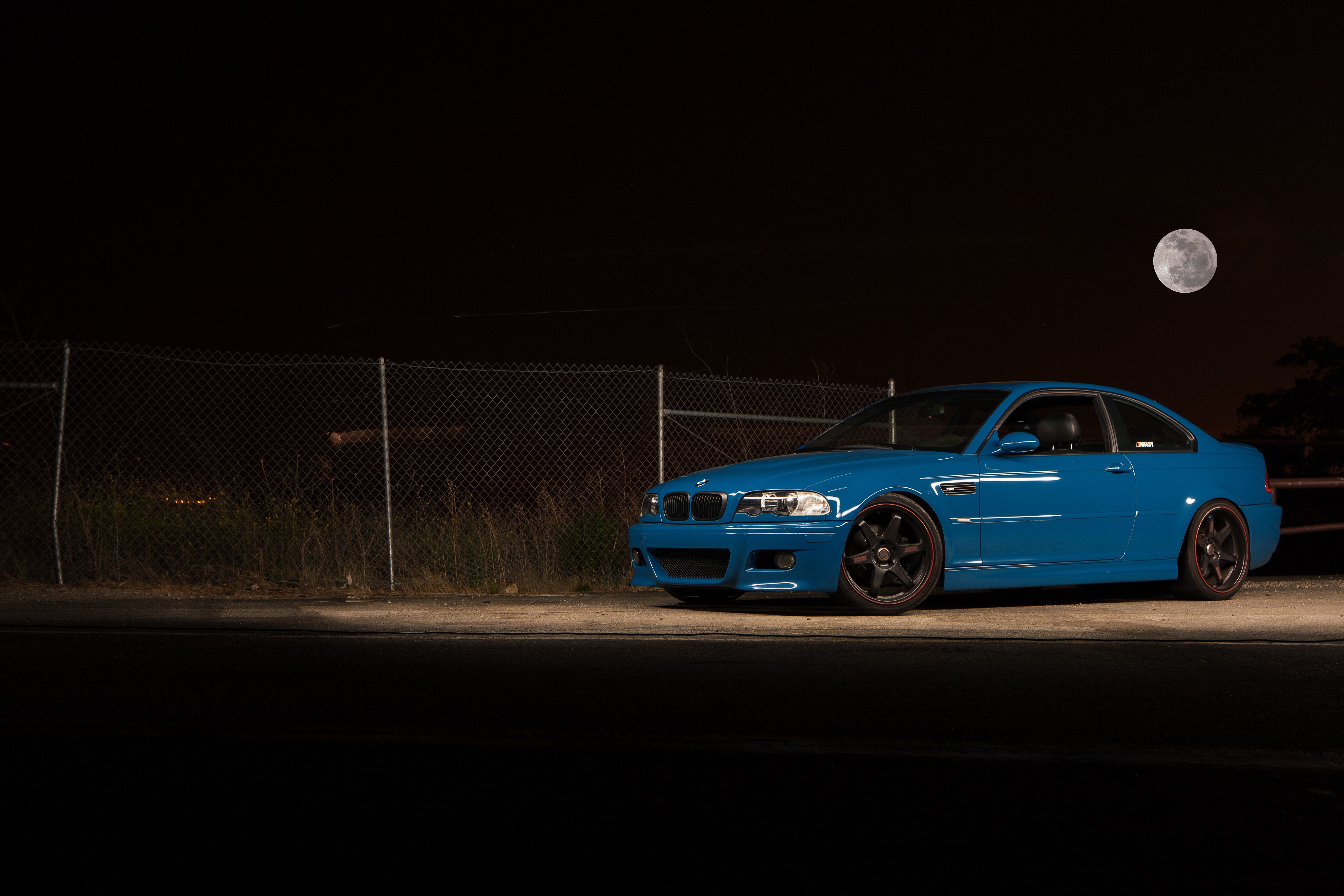 car, BMW, Blue Cars, Moon Wallpaper
