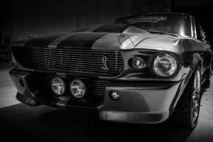 Ford Mustang, Car, Monochrome