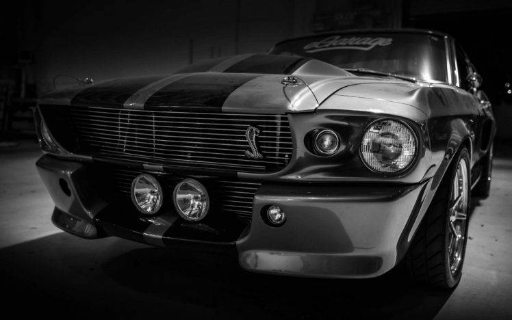 Ford Mustang, Car, Monochrome HD Wallpaper Desktop Background