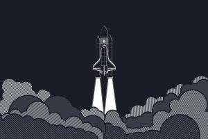 artwork, Space, Vectors, Launch Pads, Spaceship, Rockets, Blue, Minimalism, Space Shuttle