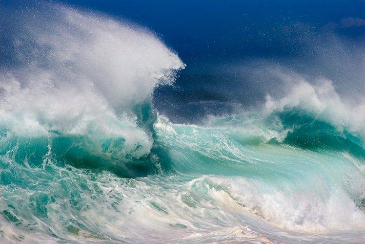 sea, Waves, Beach, Wind, White, Green, Blue, Water, Nature, Landscape HD Wallpaper Desktop Background