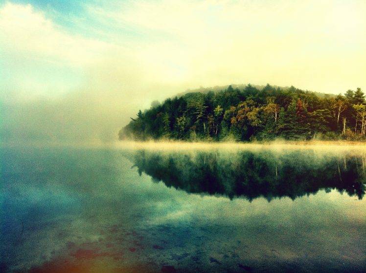 landscape, Mist, Nature, Lake, Forest HD Wallpaper Desktop Background