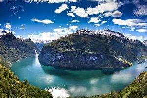 landscape, Nature, Norway, Mountain, Lake, Geiranger