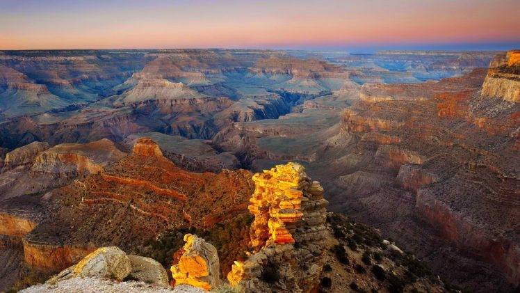 nature, Landscape, Desert, Canyon, Grand Canyon, Sunrise HD Wallpaper Desktop Background