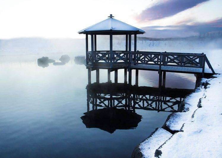 landscape, Lake, Winter, Snow HD Wallpaper Desktop Background
