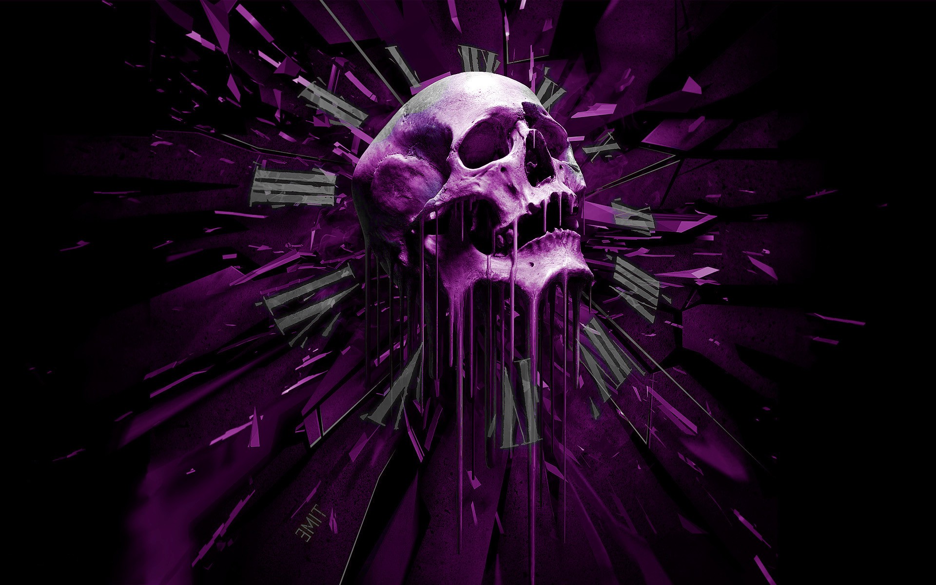 abstract, Skull, Purple Wallpaper