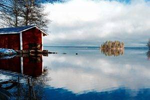 nature, Landscape, Lake, Cabin, Reflection