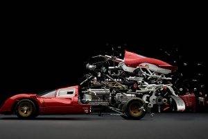 Ferrari, Photo Manipulation, Engines, Gears, Motors, Wheels, Pipes, Brake, Black Background