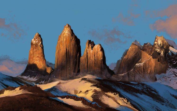 nature, Landscape, Mountain, Drawing HD Wallpaper Desktop Background