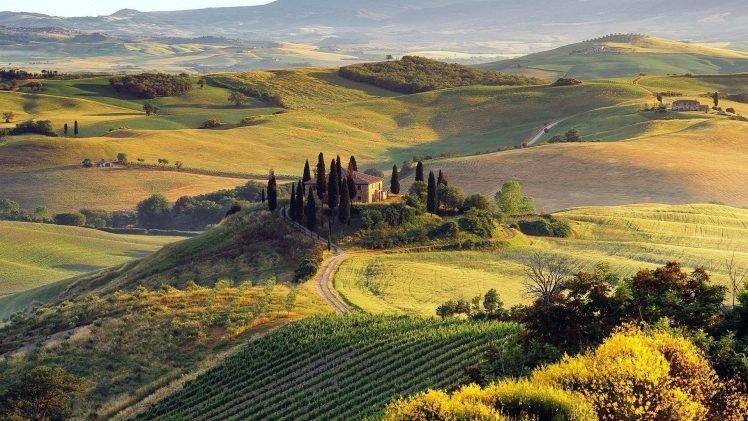 nature, Landscape, Italy, Field, Hill, Tuscany HD Wallpaper Desktop Background