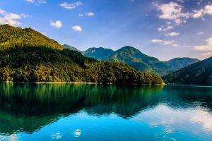 Italy, Lake, Mountain, Forest, Water, Reflection, Summer, Green, Nature, Landscape