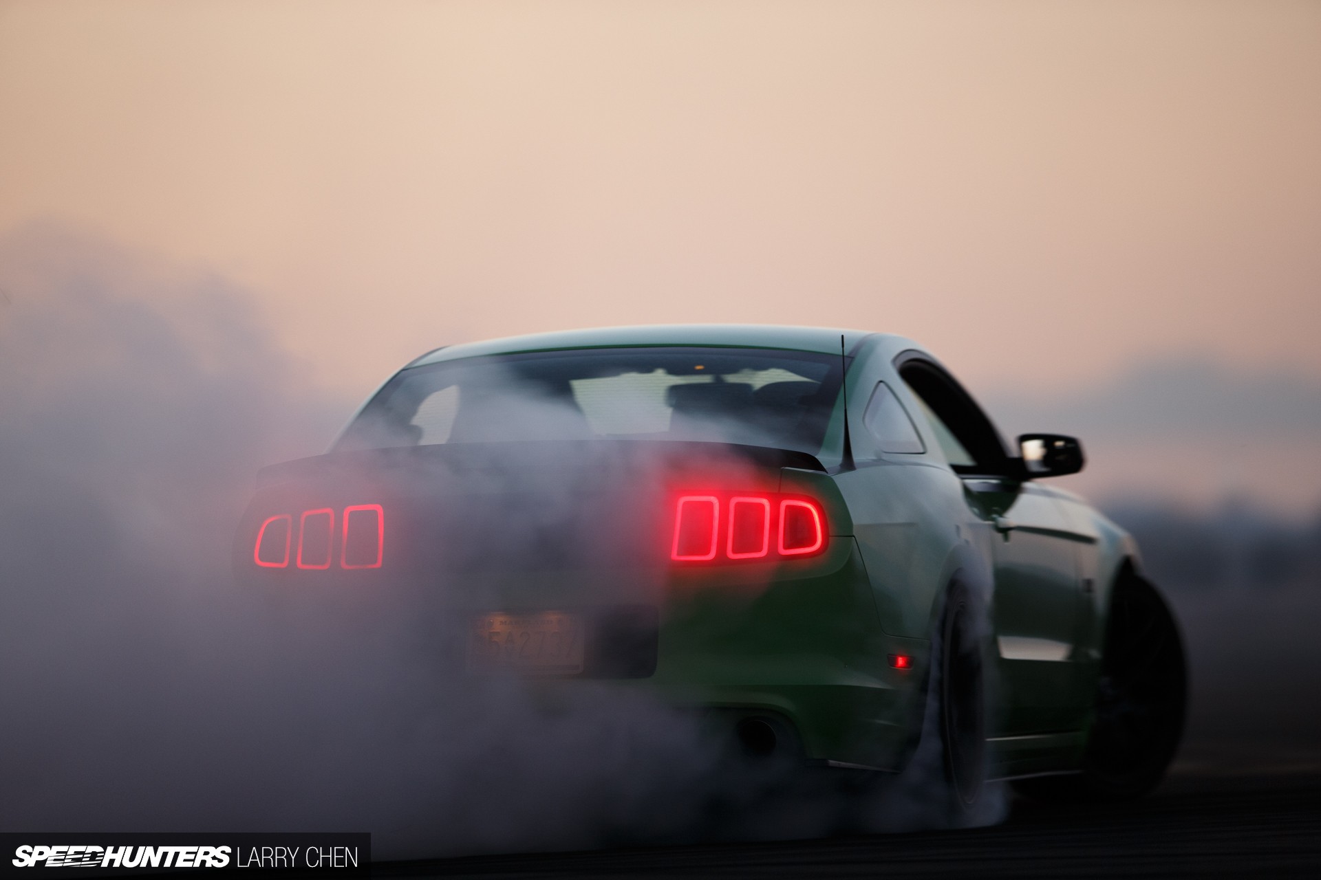 Ford Mustang, Green, Smoke Wallpaper