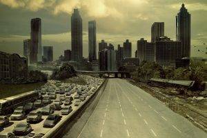 city, Road, Car, Destruction, The Walking Dead