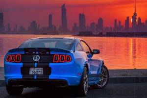 Shelby GT500, Ford USA, Car, Ford Mustang Shelby, Sunrise, Kuwait, Blue Cars