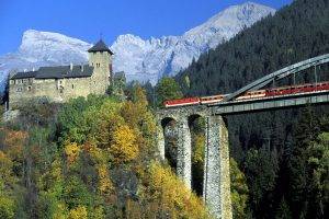 nature, Landscape, Bridge, Train, Castle, Austria, Tyrol