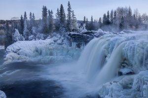 nature, Landscape, Waterfall, Winter