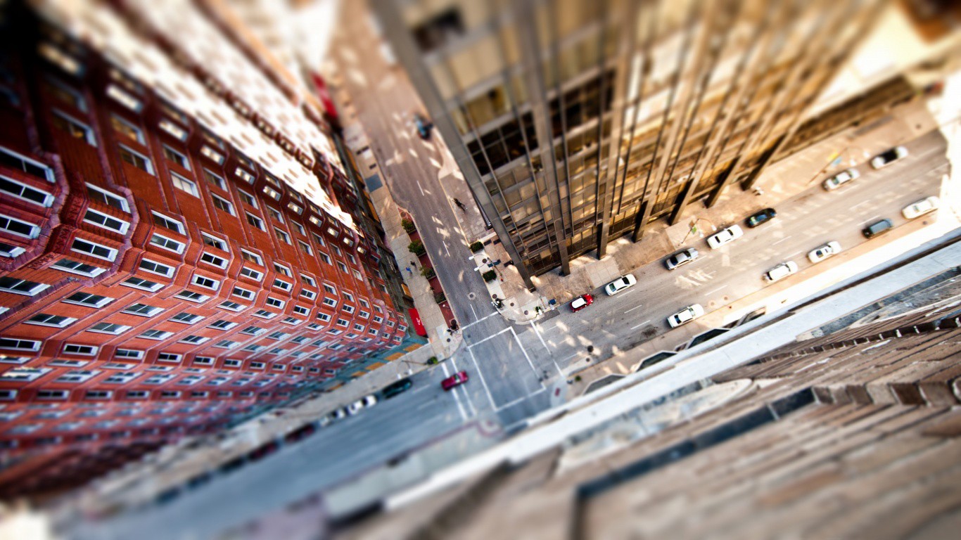 building, Tilt Shift, Car, Blurred, Street, Aerial View Wallpaper
