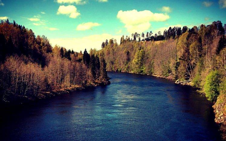 river, Sundsvall, Water, Mountain, Landscape, Trees, Sweden HD Wallpaper Desktop Background