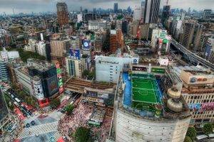 building, Tokyo, Japan, Rooftops, Soccer Field