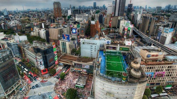 building, Tokyo, Japan, Rooftops, Soccer Field HD Wallpaper Desktop Background