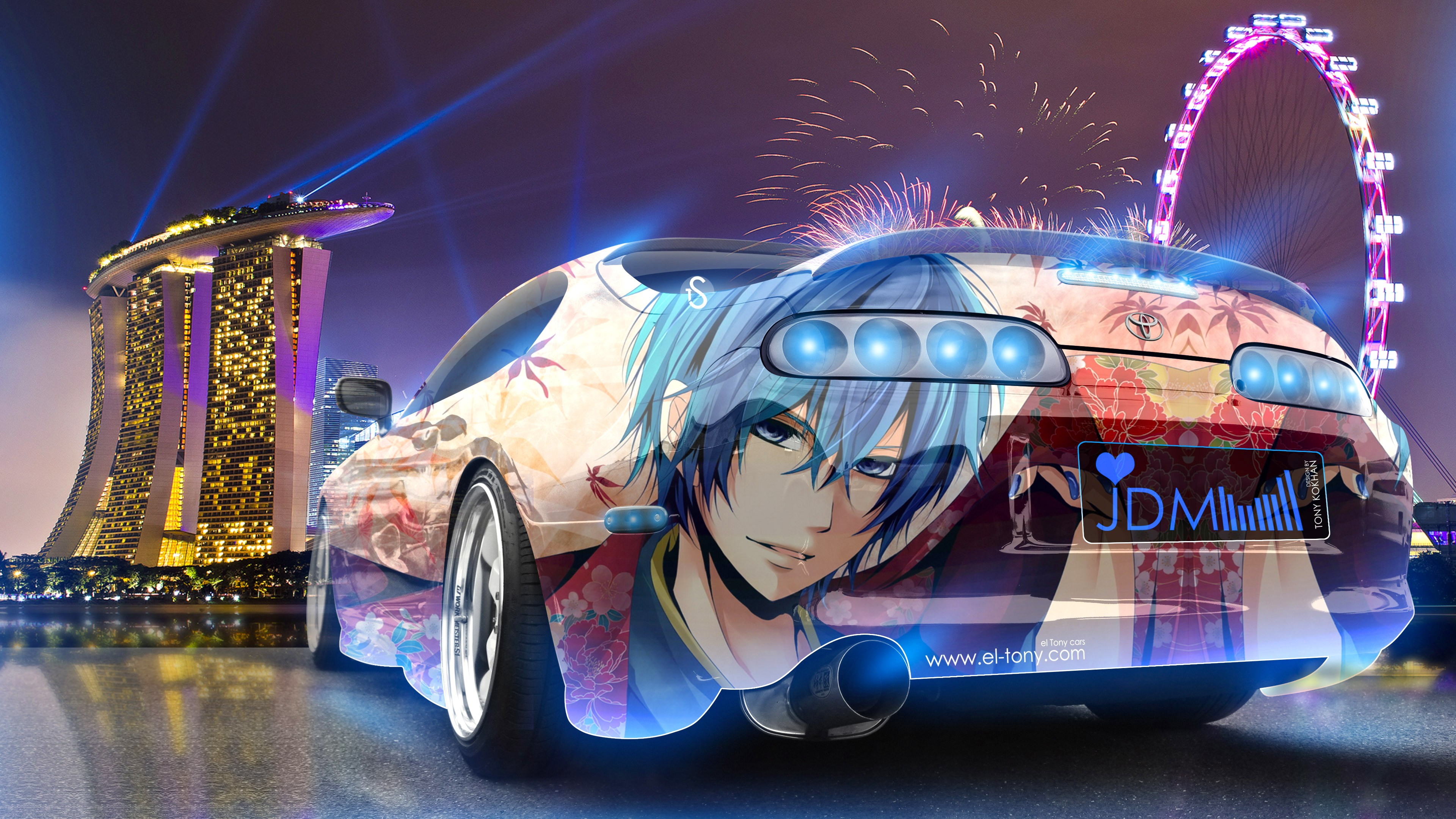 Super Car, Tony Kokhan, Colorful, Toyota Supra, JDM, Anime Wallpaper
