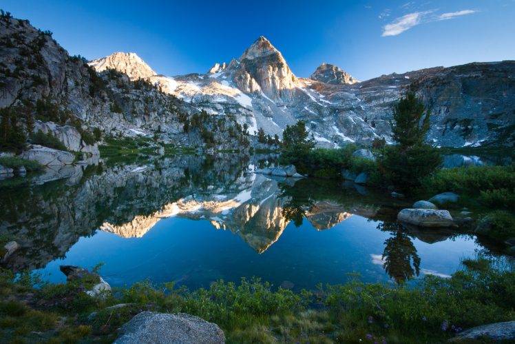 mountain, Lake, Sunrise, Reflection, Water, Trees, Nature, Landscape HD Wallpaper Desktop Background