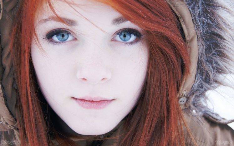 women, Redhead, Blue Eyes, Closeup, Lips HD Wallpaper Desktop Background