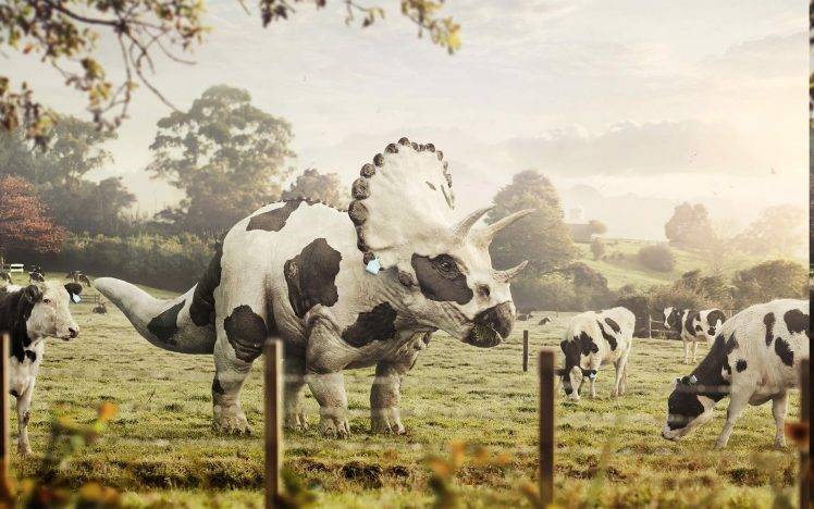 animals, Cows, Dinosaurs HD Wallpaper Desktop Background