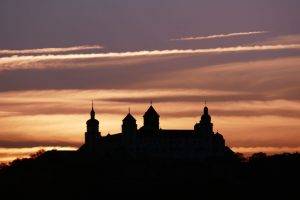 architecture, Castle, Nature, Landscape, Trees, Germany, Fortress, Tower, Silhouette, Clouds, Sunset