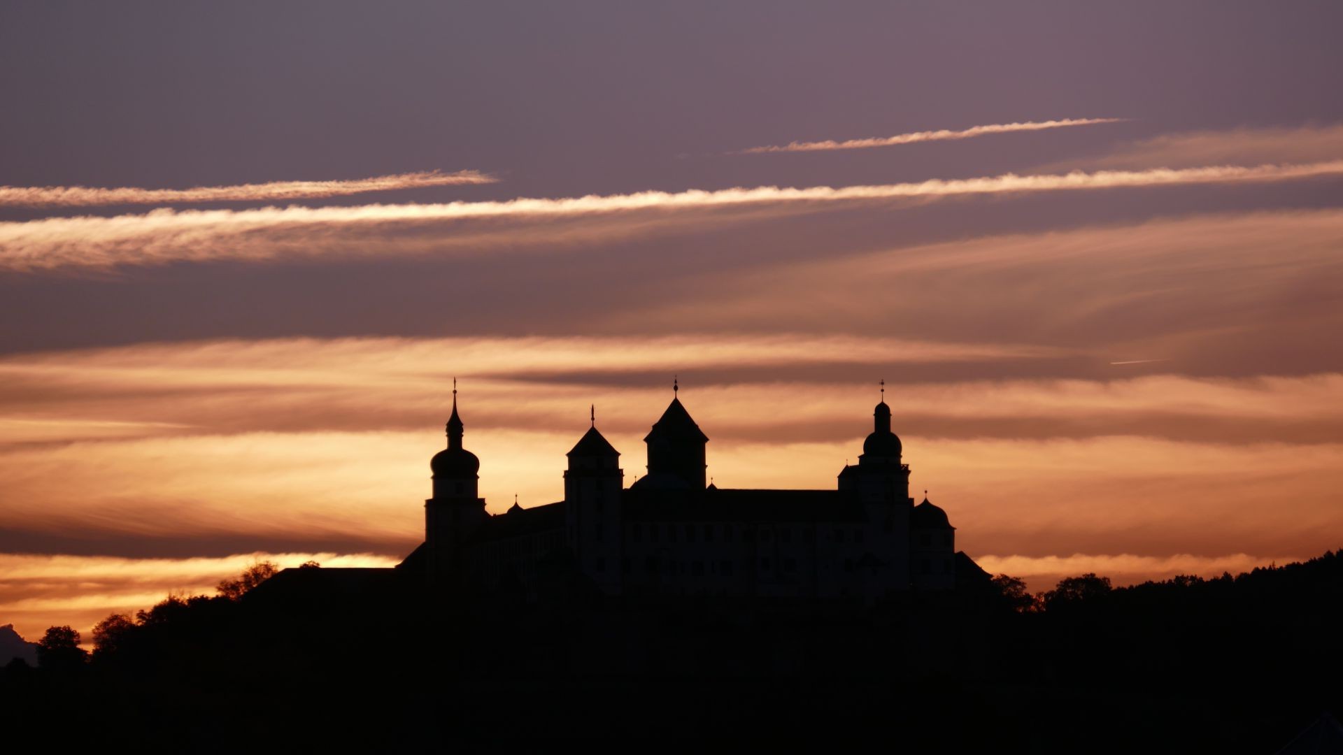 architecture, Castle, Nature, Landscape, Trees, Germany, Fortress, Tower, Silhouette, Clouds, Sunset Wallpaper