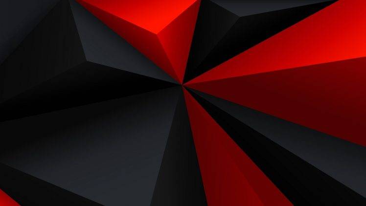 digital Art, Minimalism, Low Poly, Geometry, Triangle, Red, Black, Gray, Abstract  Wallpapers HD / Desktop and Mobile Backgrounds
