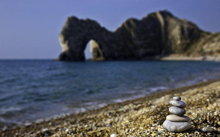 nature, Sea, Stones, Beach, Depth Of Field HD Wallpaper Desktop Background