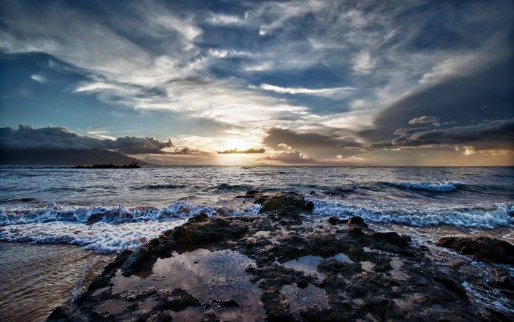 nature, HDR, Sunset, Sea HD Wallpaper Desktop Background