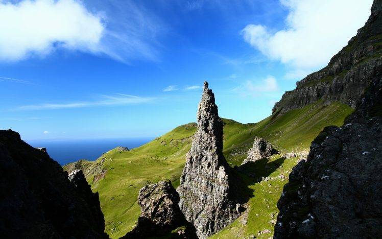 nature, Landscape, Rock, Cliff, Coast, Scotland, UK HD Wallpaper Desktop Background