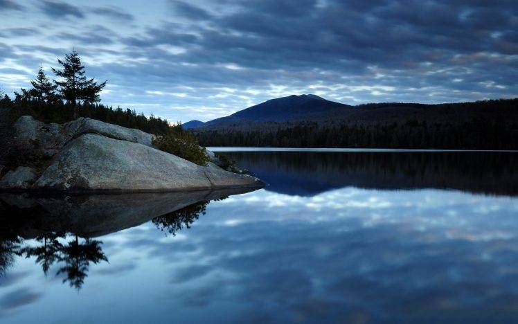 nature, Landscape, Rock, Clouds, Reflection, Mountain, New York State HD Wallpaper Desktop Background