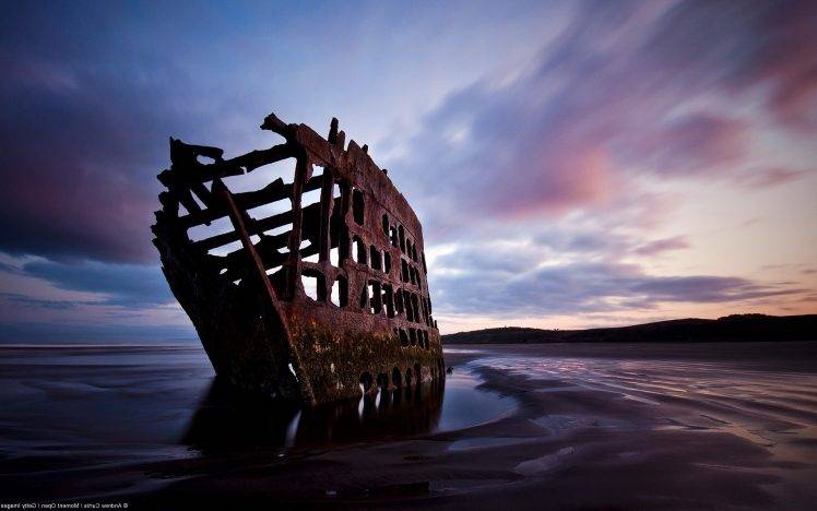 nature, Landscape, Wreck, Shipwreck, Oregon, Beach HD Wallpaper Desktop Background