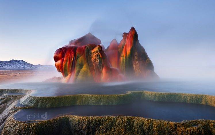 nature, Landscape, Geysers, Rock Formation, Mist, Nevada HD Wallpaper Desktop Background