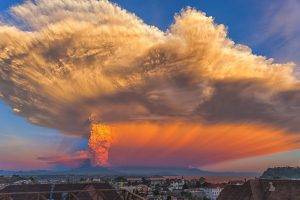 Chile, Calbuco Volcano, Eruptions, Smoke, Sunset, Nature, Ash, Volcano, Huge, Landscape