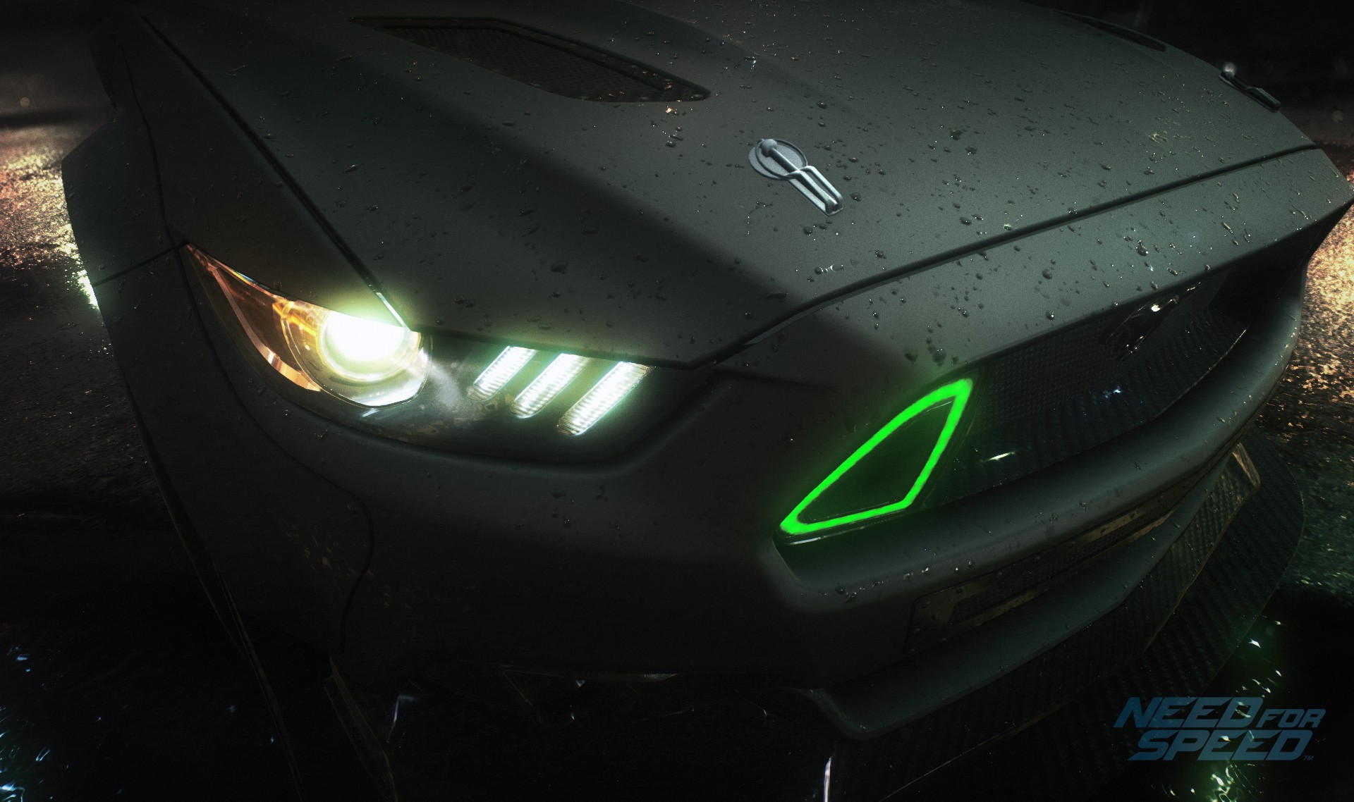 anime, Racing, Car, Video Games, 2015 Ford Mustang RTR, Need For Speed, Ford Mustang Shelby, Black, Green Wallpaper