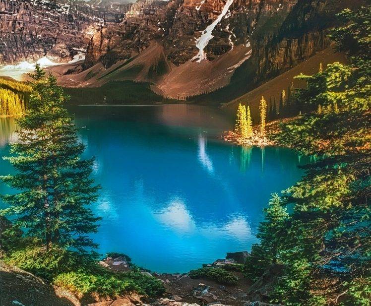 nature, Landscape, Moraine Lake, Mountain, Forest, Lake, Trees, Turquoise, Summer, Banff National Park, Canada HD Wallpaper Desktop Background