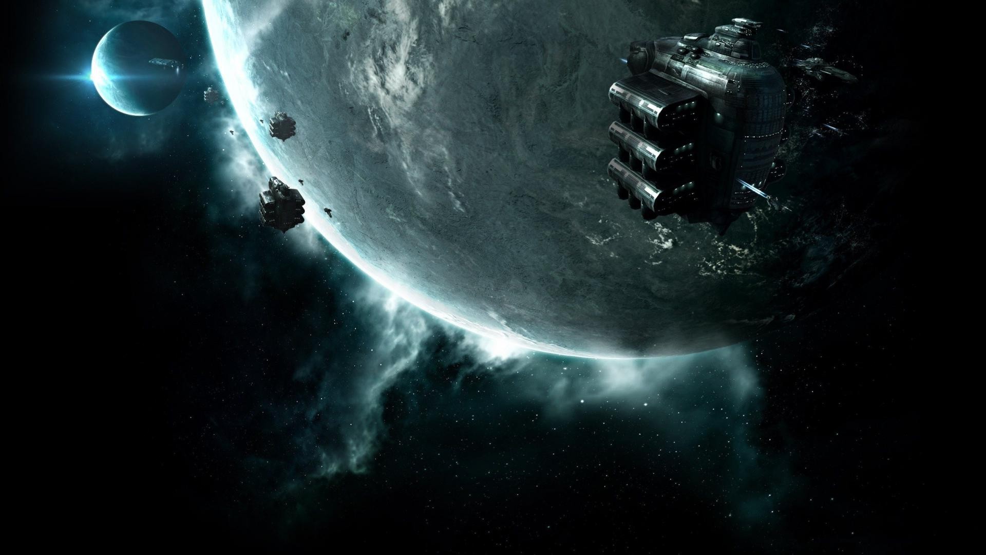 space, Planet, Galaxy, Spaceship, Science Fiction, EVE Online, Gallente Wallpaper