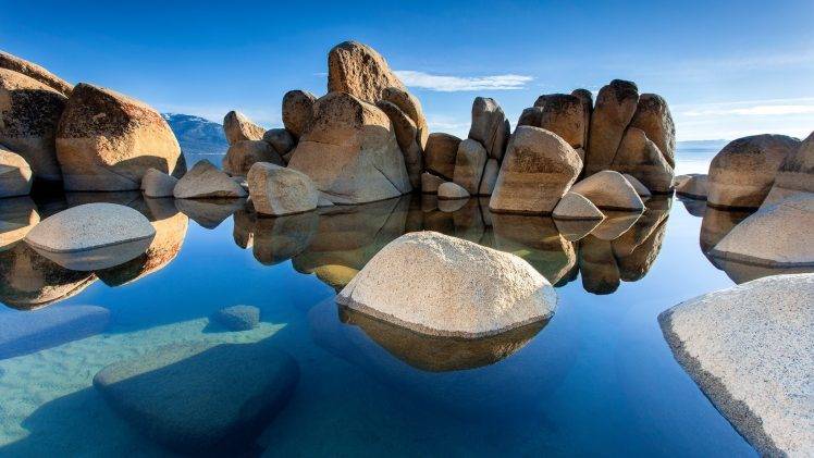 landscape, Nature, Lake, Stones, Water, Reflection HD Wallpaper Desktop Background