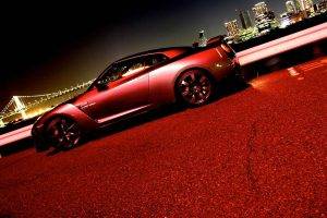night, Car, Nissan, Red Cars