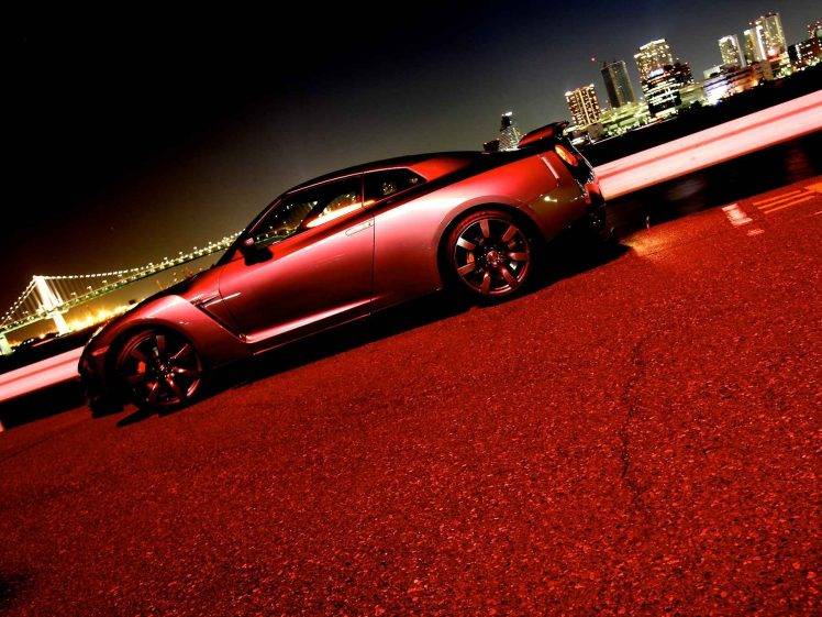 night, Car, Nissan, Red Cars HD Wallpaper Desktop Background
