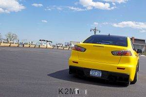 car, Yellow Cars, Mitsubishi Lancer Evo X