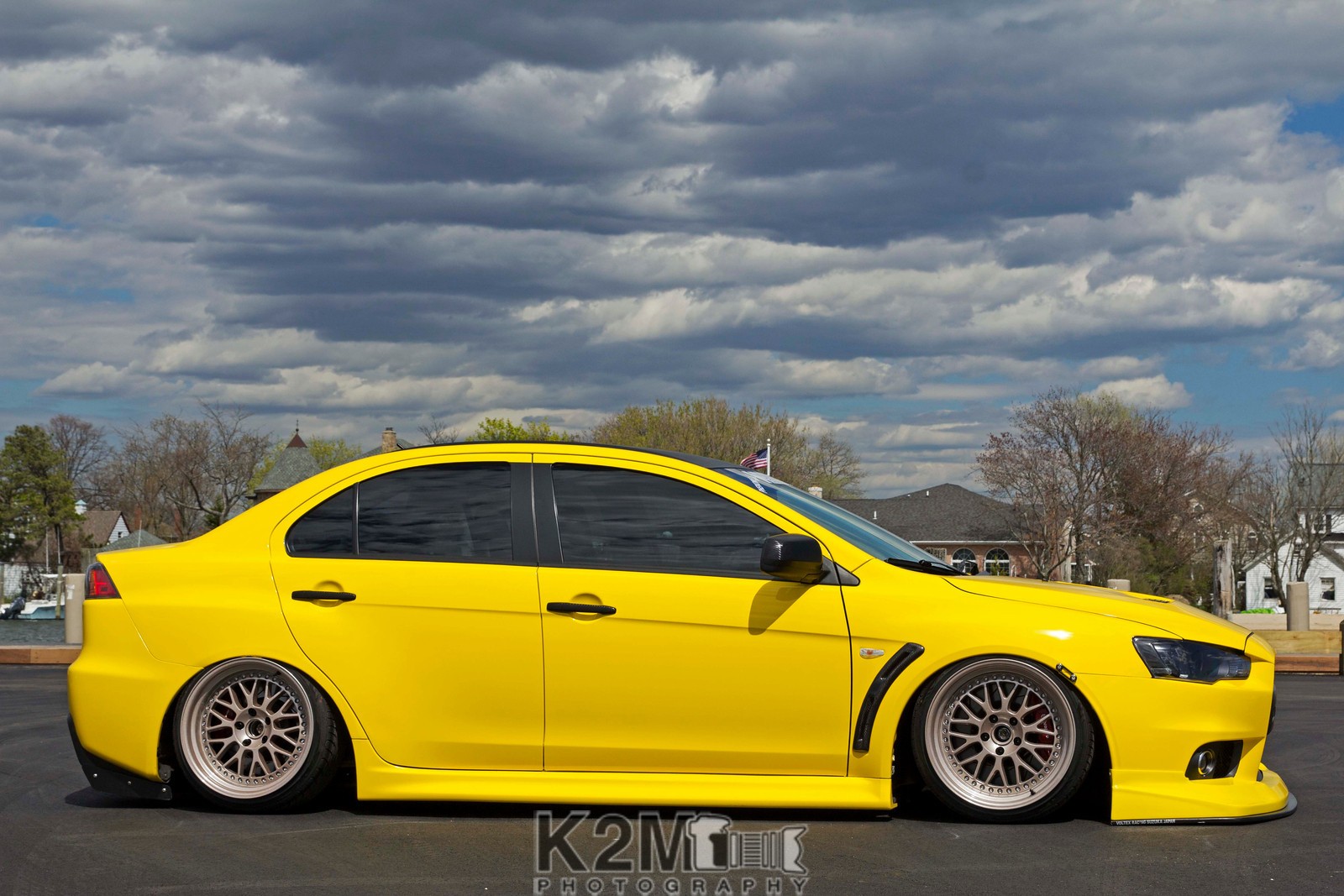 car, Stance, Yellow Cars, Mitsubishi Lancer Evo X Wallpaper