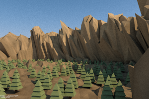 low Poly, Landscape, Mountain, Trees
