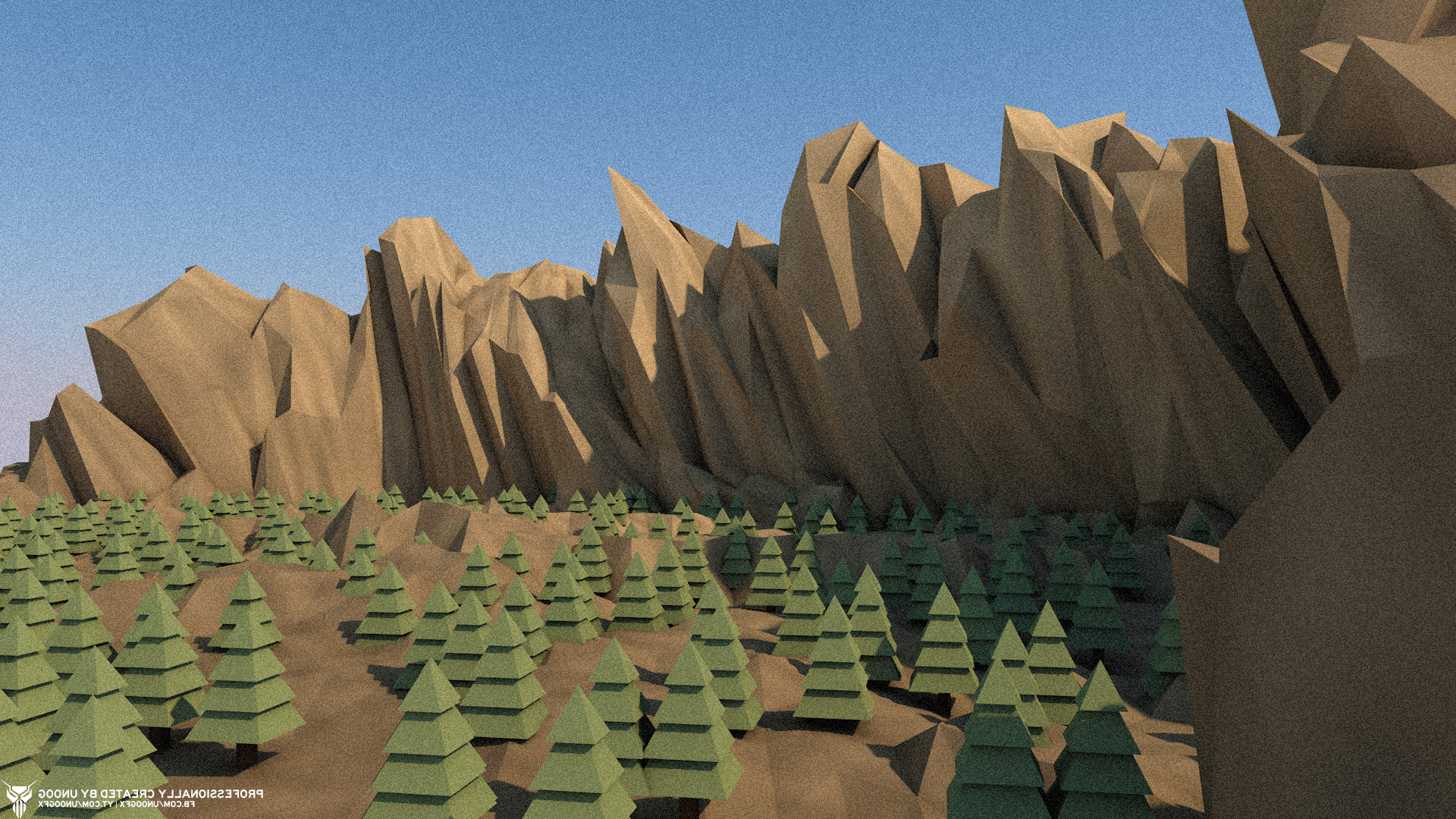 low Poly, Landscape, Mountain, Trees Wallpaper