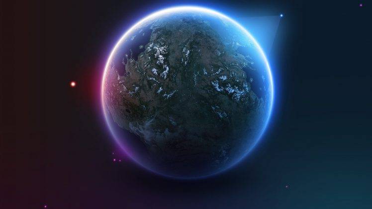 planet, Stars, Satellite, Earth, Artwork, Digital Art, Space Art HD Wallpaper Desktop Background